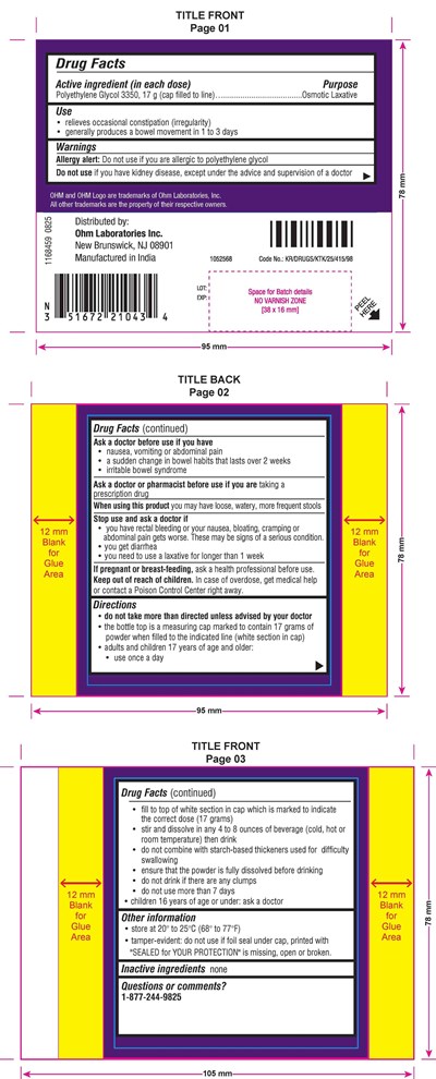 Back Label (Instalax Polyethylene Glycol 3350 (765g) Container Label   Back)